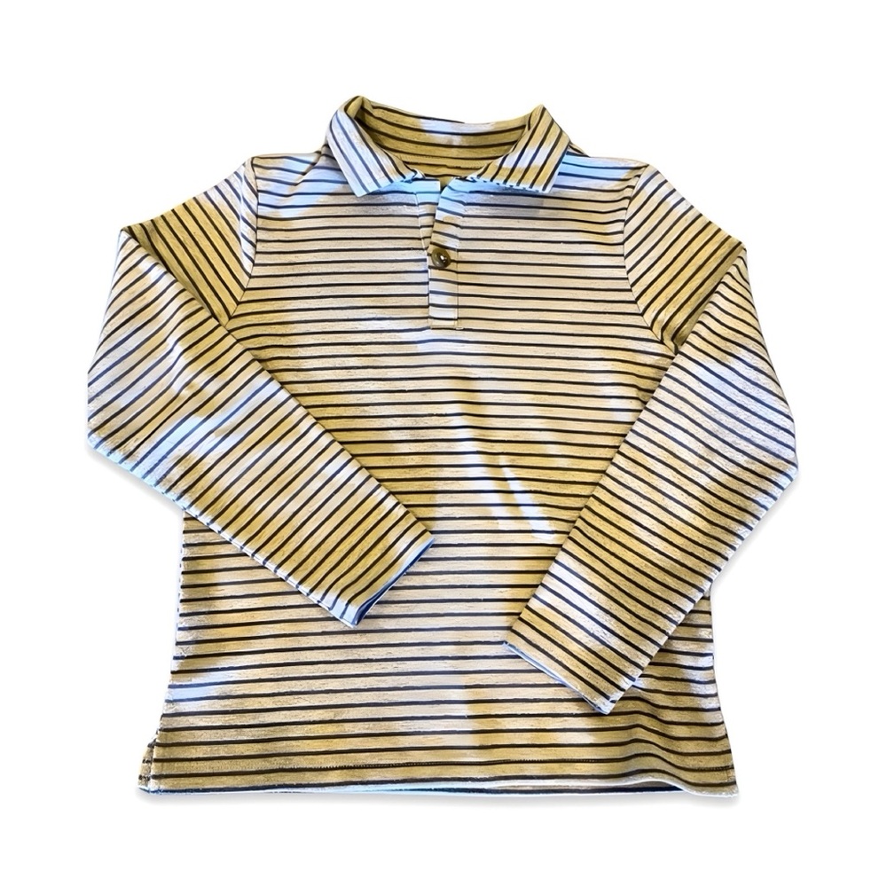MAISON ME Finley Long sleeve Polo Oat/Slate Blue Size 7